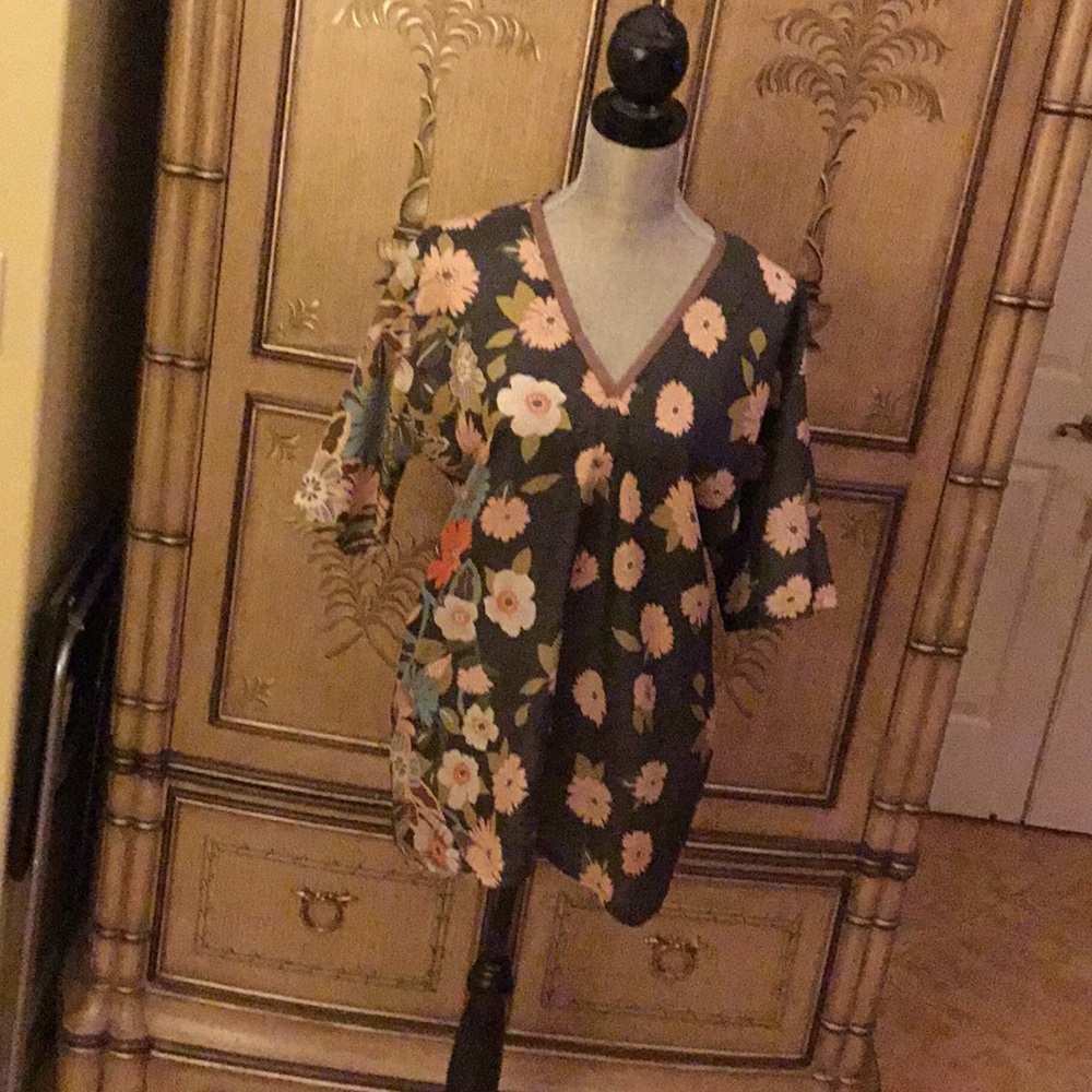 Johnny Was silk floral tunic top